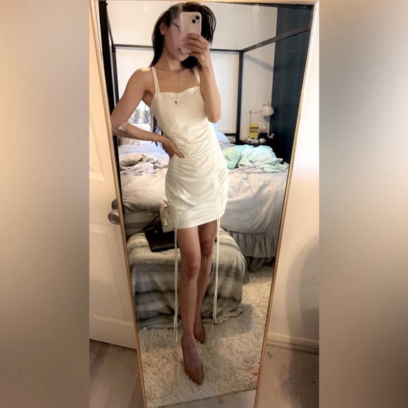 SheIn White Drawstring Rushed Dress - Picture 6 of 14